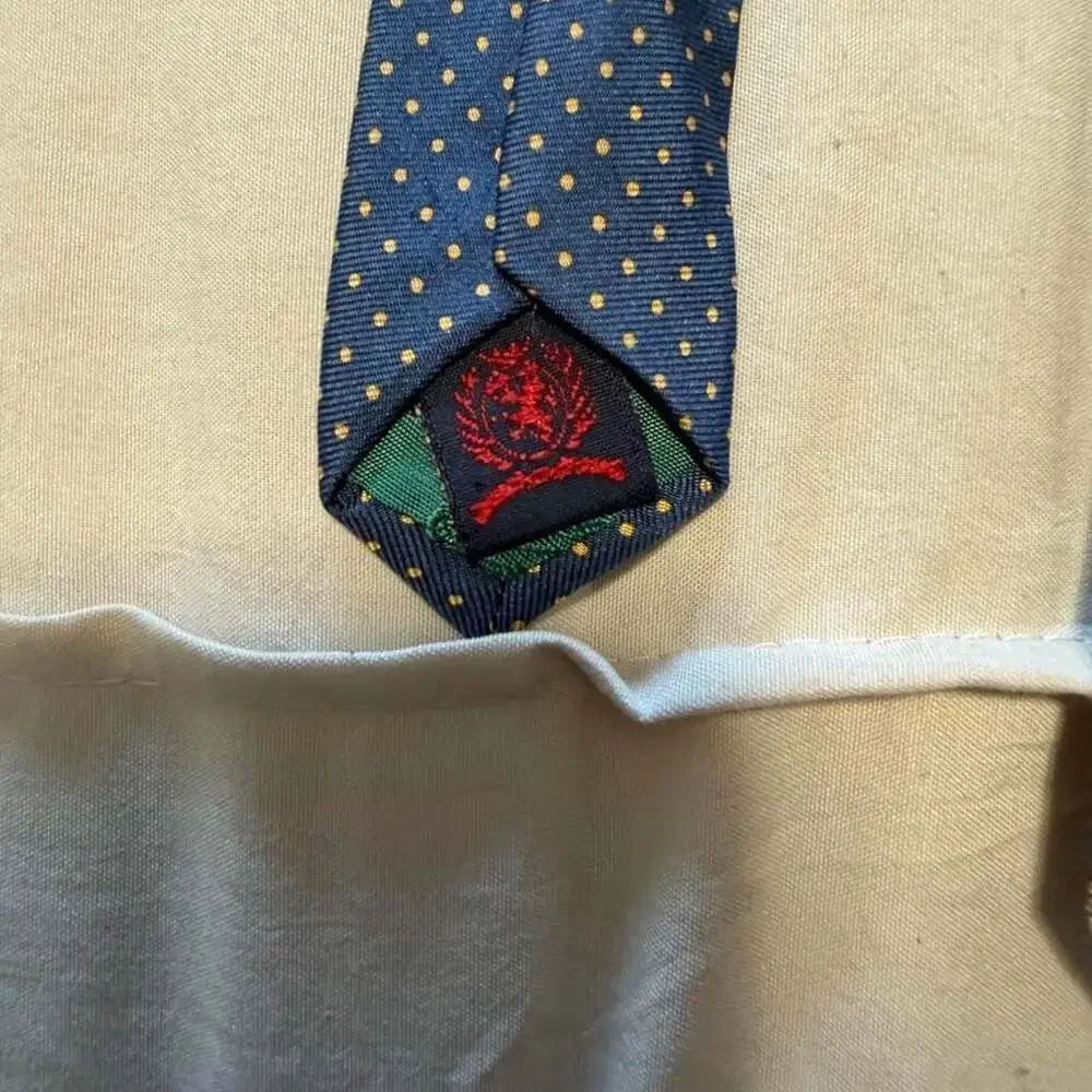 Vintage Tommy Hilfiger Blue Silk Necktie Geometric Grid Pattern